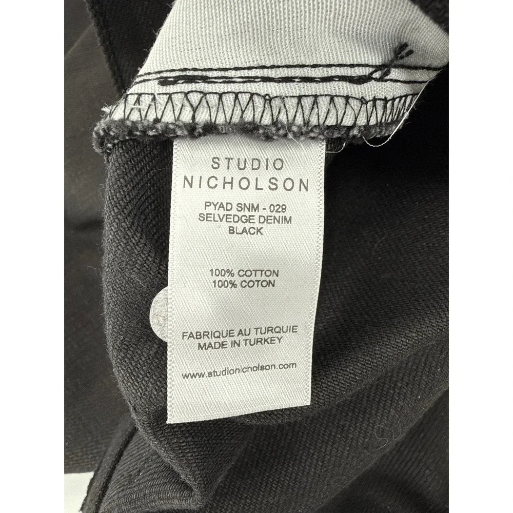 Studio Nicholson PYAD Pants Mens XL Black Bill Selvedge Denim Raw New 36 Waist